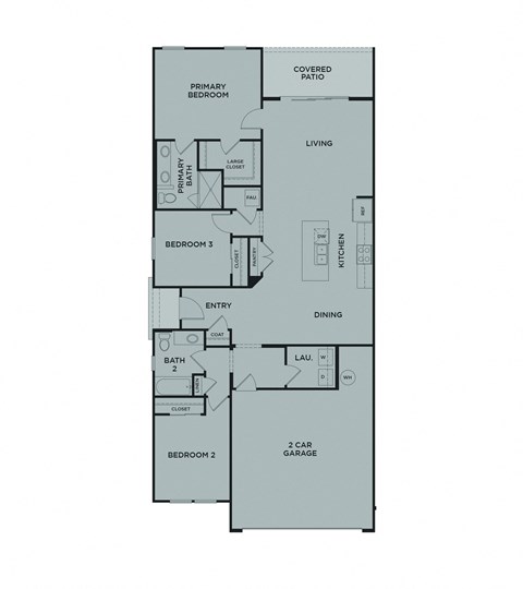 Floor plan for 3 beds, 2 baths, 1385 sqft